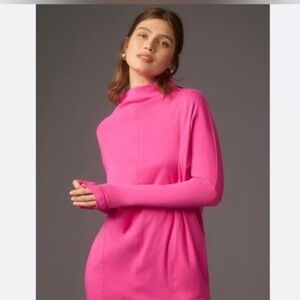 Daily Practice Anthropologie Fuschia Pink Mock Neck Long Sleeve Dress Size XL